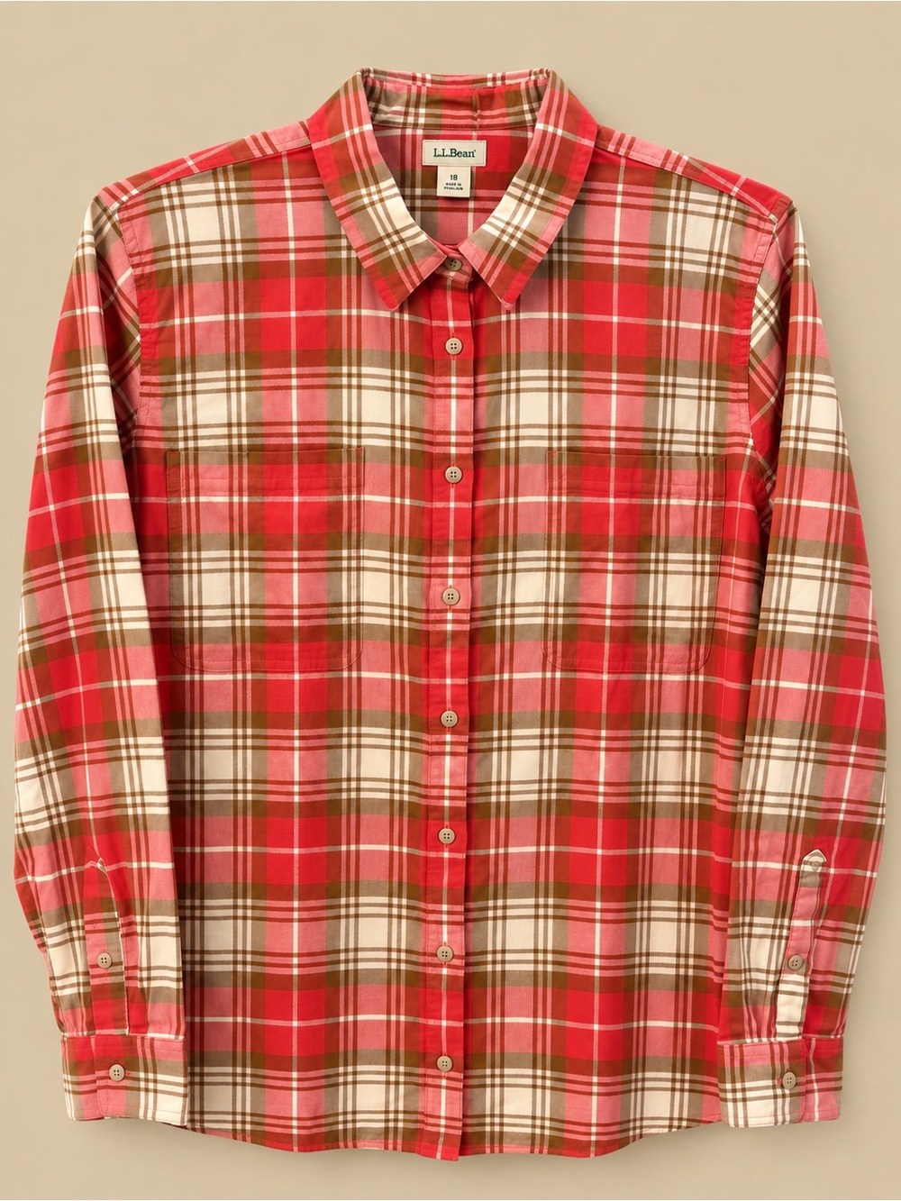 L.L. Bean Women’s Red Plaid Button-Down Shirt
